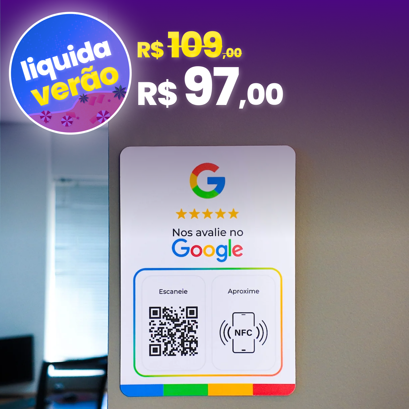 Plaquinha de avaliação Google